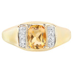 Citrine Ring With White Topaz 1.32 Carats Gold Plated Silver