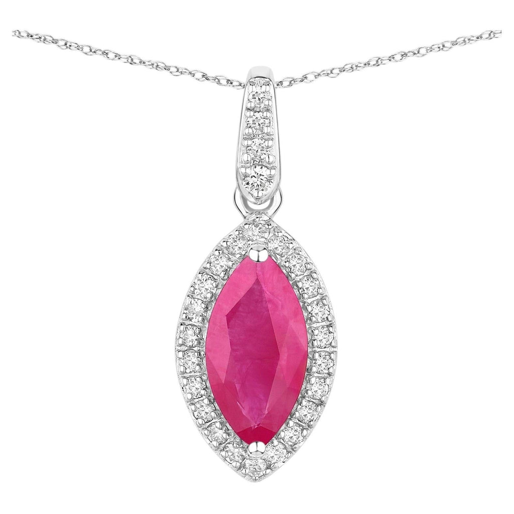 Ruby Pendant With Diamonds 1.57 Carats 14K White Gold