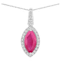 Ruby Pendant With Diamonds 1.57 Carats 14K White Gold
