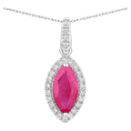 Ruby Pendant With Diamonds 1.57 Carats 14K White Gold