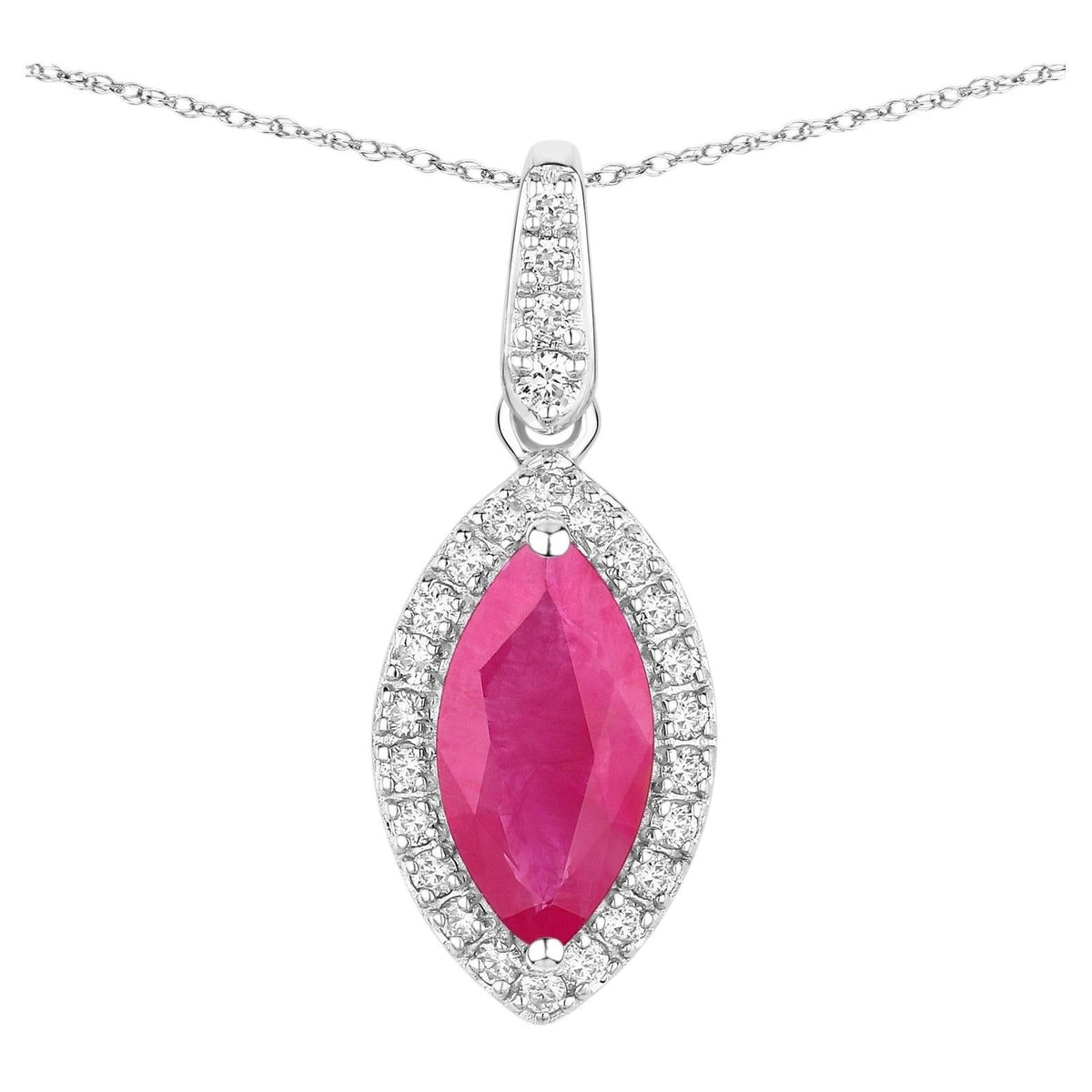 Ruby Pendant With Diamonds 1.57 Carats 14K White Gold