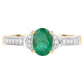 Zambian Emerald Ring With Diamonds 0.79 Carats 10K Yellow Gold