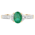 Zambian Emerald Ring With Diamonds 0.79 Carats 10K Yellow Gold