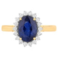 Blue Sapphire Ring With Diamonds 2.58 Carats 18K Yellow Gold