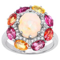 Opal Ring With Multicolor Sapphire 4.18 Carats Sterling Silver