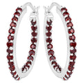 Garnet Hoop Earrings 1.9 Carats Sterling Silver