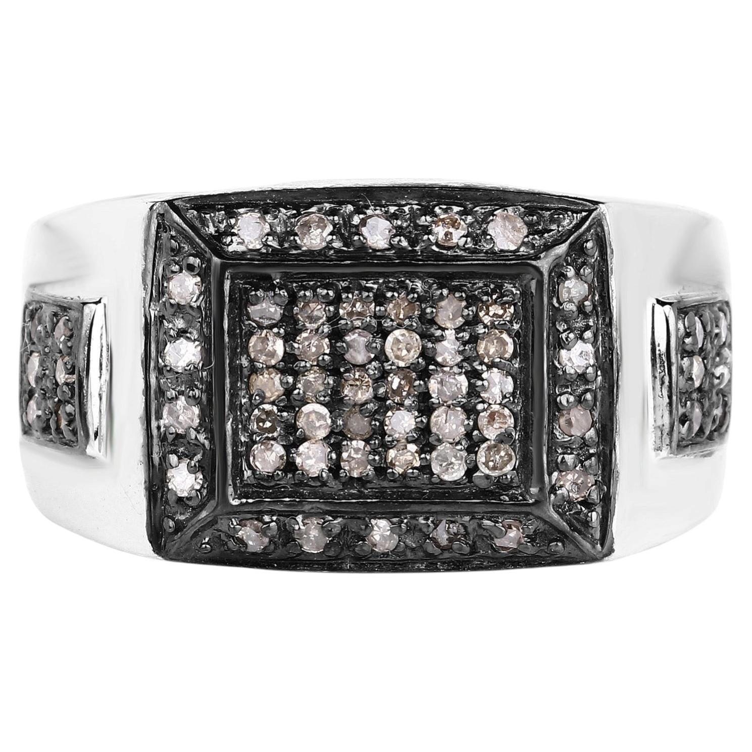 Champagne Diamond Ring 0.46 Carats Sterling Silver