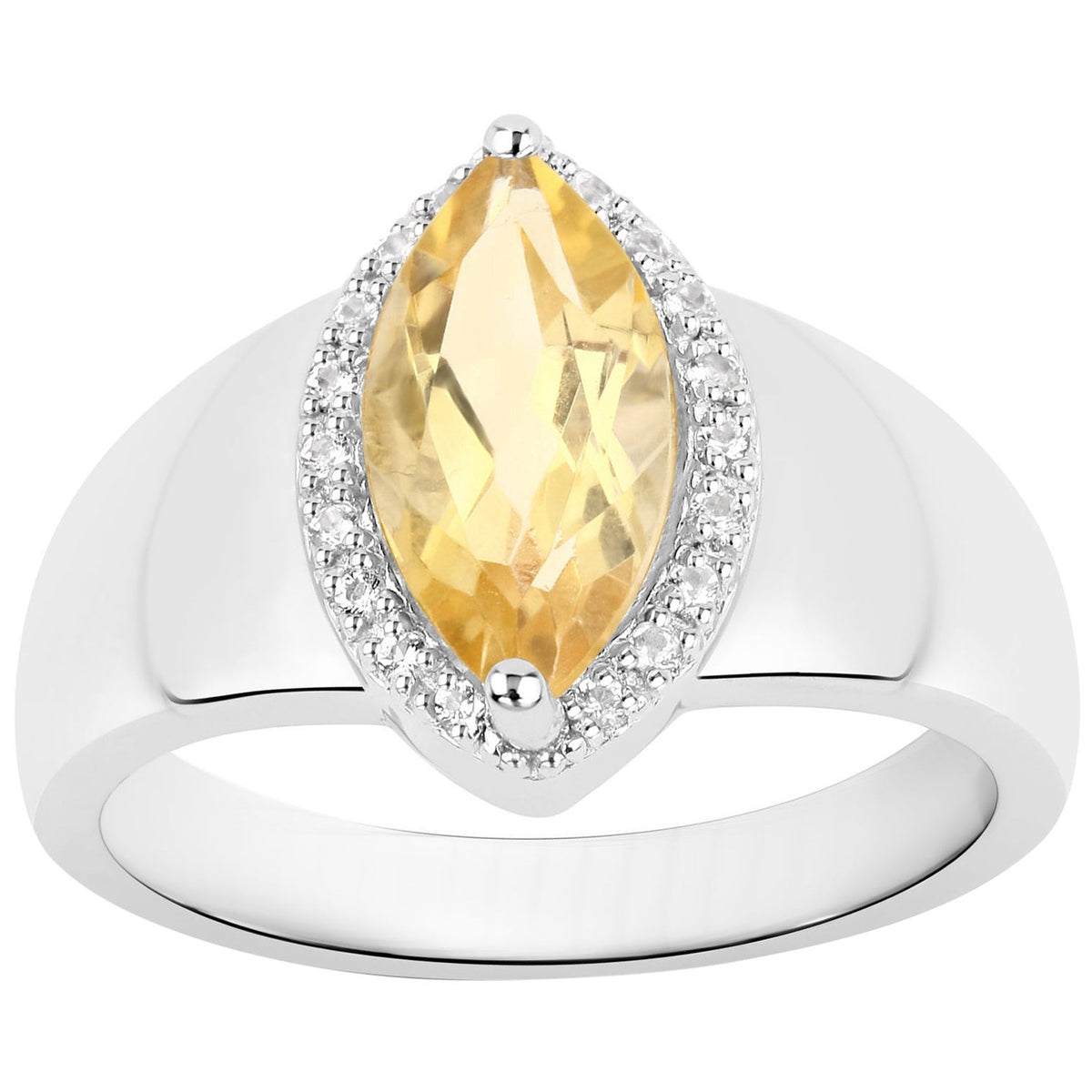 Citrine Ring With White Topaz 1.46 Carats Sterling Silver
