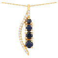 Blue Sapphire Pendant With Diamonds 0.34 Carats 14K Yellow Gold
