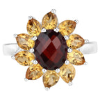 Garnet Ring With Citrine 5.46 Carats Sterling Silver