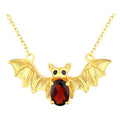 Garnet Bat Necklace With Black Spinel 1.06 Carats Gold Plated Silver