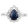 Blue Sapphire Ring With Diamonds 1.42 Carats 14K White Gold