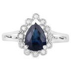Blue Sapphire Ring With Diamonds 1.42 Carats 14K White Gold