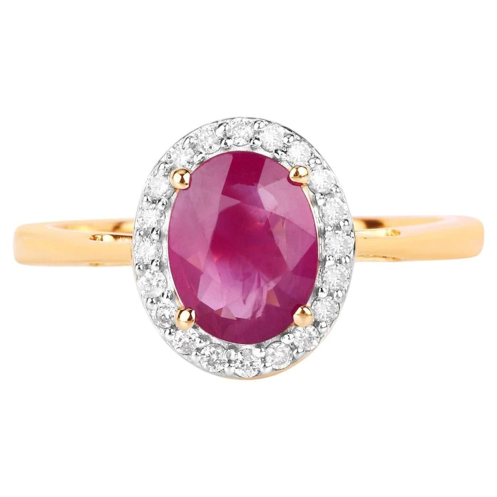 Ruby Ring With Diamonds 1.8 Carats 14K Yellow Gold