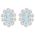 Aquamarine Earrings With Diamonds 0.42 Carats 14K White Gold