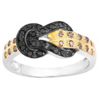 Multicolor Diamond Knot Ring 0.29 Carats Sterling Silver