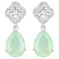 Prehnite Earrings With White Topaz 10 Carats Sterling Silver