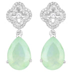Prehnite Earrings With White Topaz 10 Carats Sterling Silver