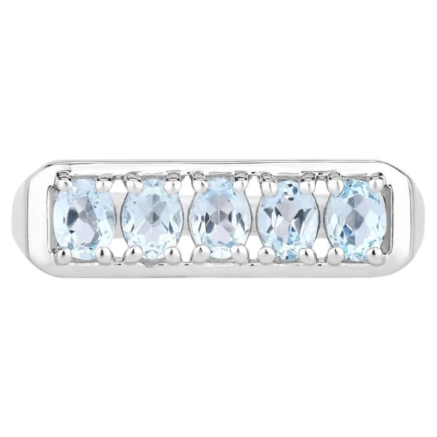 Blue Topaz Ring 0.94 Carats Sterling Silver