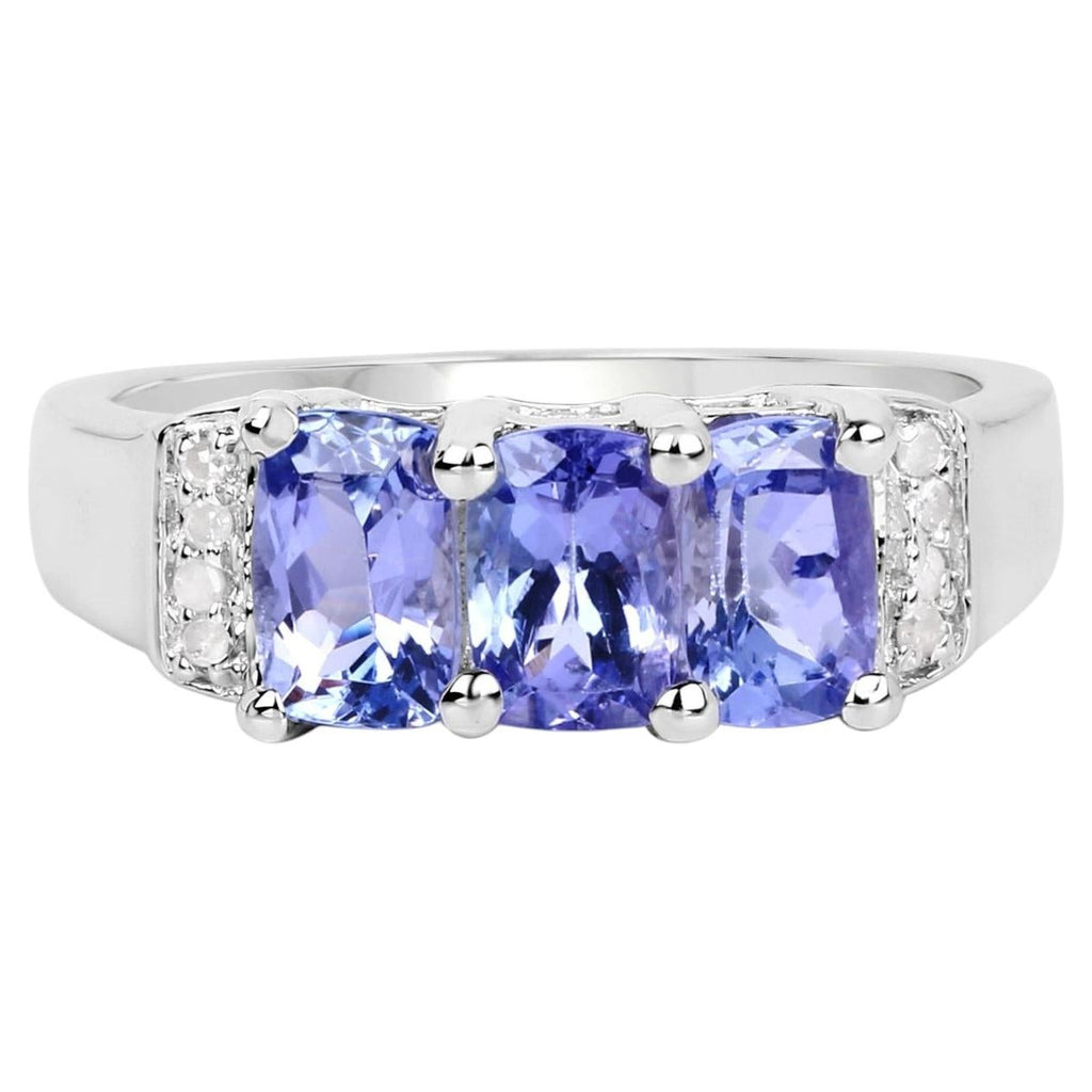 Tanzanite Ring With Diamonds 1.6 Carats Sterling Silver
