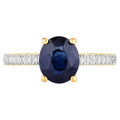 Blue Sapphire Ring With Diamonds 2.16 Carats 18K Yellow Gold