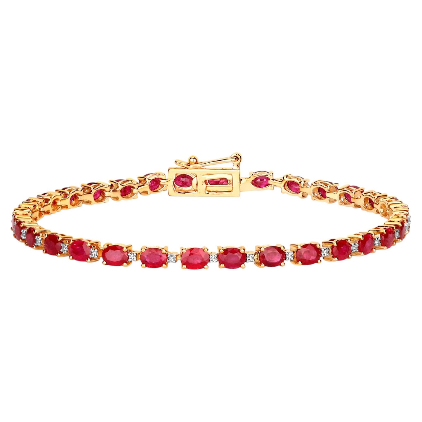 Ruby Bracelet With Diamonds 6.22 Carats 10K Yellow Gold