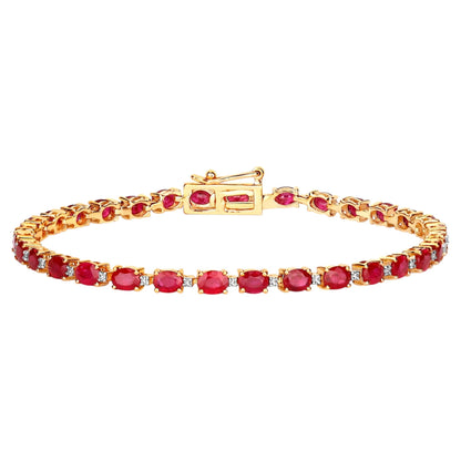 Ruby Bracelet With Diamonds 6.22 Carats 10K Yellow Gold