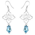 Swiss Blue Topaz Earrings 12.1 Carats Sterling Silver