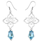 Swiss Blue Topaz Earrings 12.1 Carats Sterling Silver
