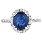 Blue Sapphire Ring With Diamonds 3.06 Carats 18K White Gold