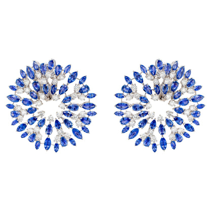 Important Blue Sapphire and Diamond Earrings 26 Carats 18K Gold