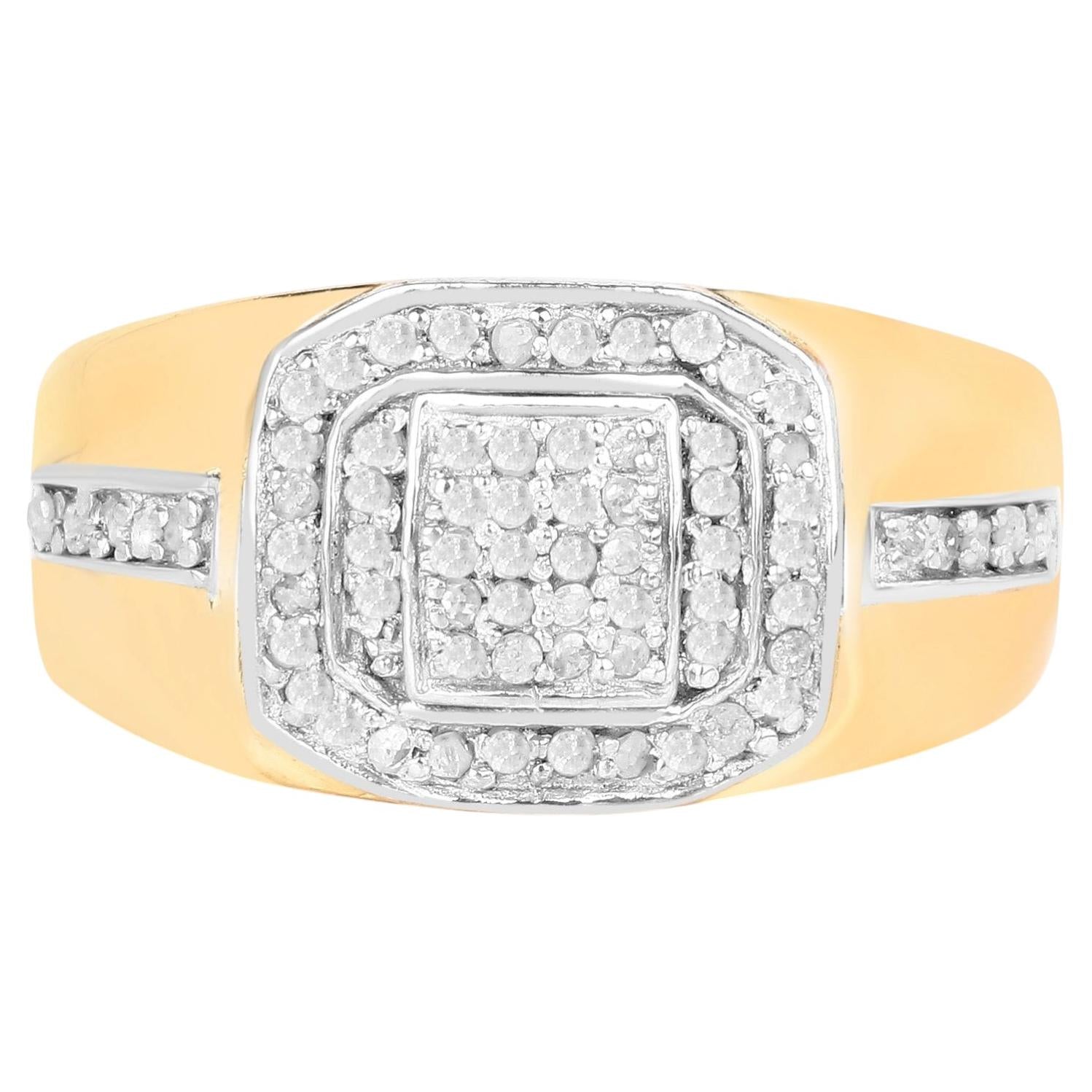 Diamond Ring 0.28 Carats Gold Plated Silver