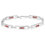 Orange Sapphire Tennis Bracelet 2.5 Carats Sterling Silver