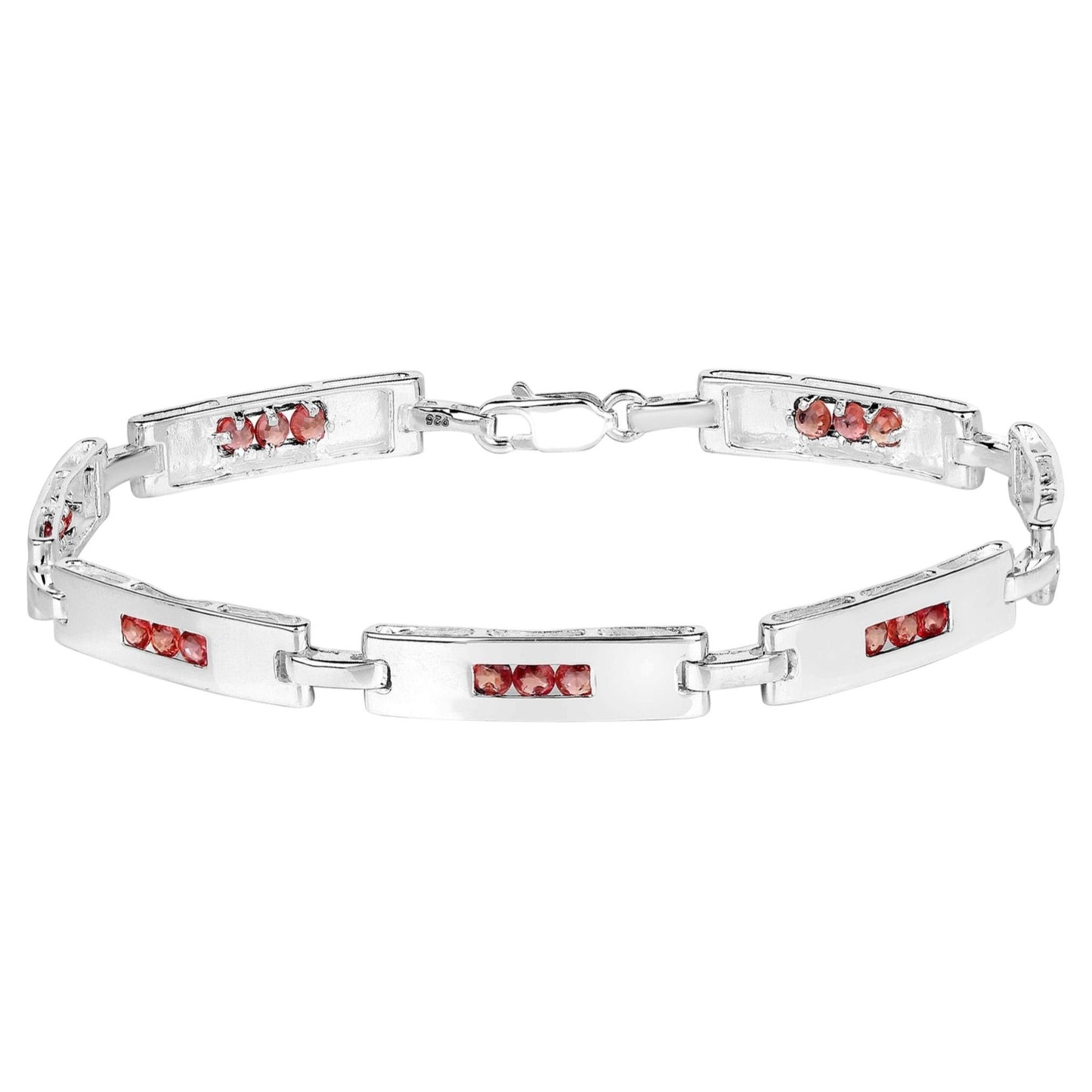 Orange Sapphire Tennis Bracelet 2.5 Carats Sterling Silver