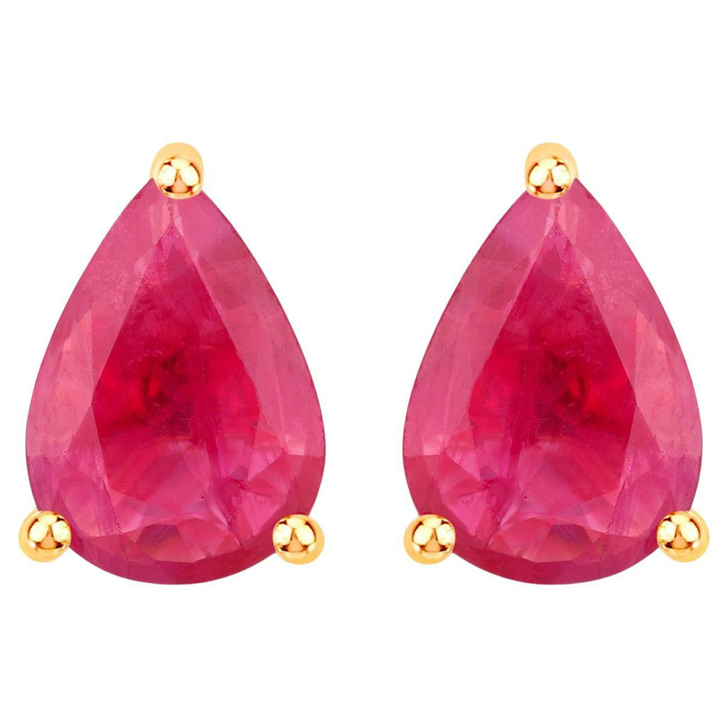 Ruby Stud Earrings 1.5 Carats 14K Yellow Gold