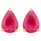Ruby Stud Earrings 1.5 Carats 14K Yellow Gold