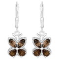 Smoky Quartz Butterfly Earrings 2.16 Carats Sterling Silver