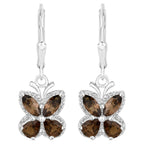 Smoky Quartz Butterfly Earrings 2.16 Carats Sterling Silver