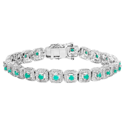 Emerald Tennis Bracelet 2.3 Carats 18K White Gold Plated Silver