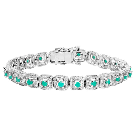 Emerald Tennis Bracelet 2.3 Carats 18K White Gold Plated Silver