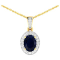 Blue Sapphire Pendant With Diamonds 1.45 Carats 14K Yellow Gold