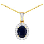 Blue Sapphire Pendant With Diamonds 1.45 Carats 14K Yellow Gold