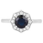 Blue Sapphire Ring With Diamonds 1.3 Carats 10K White Gold