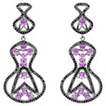 Amethyst Dangle Earrings Black Spinel 5.2 Carats Sterling Silver