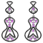 Amethyst Dangle Earrings Black Spinel 5.2 Carats Sterling Silver