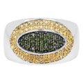 Green Diamond Ring With Yellow Diamond 0.36 Carats Sterling Silver