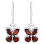 Garnet Butterfly Earrings 2.58 Carats Sterling Silver