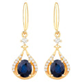 Natural Sapphire Earrings With Diamonds 0.82 Carats 14K Yellow Gold