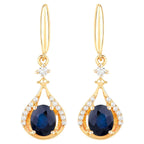 Natural Sapphire Earrings With Diamonds 0.82 Carats 14K Yellow Gold