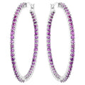 Amethyst Hoop Earrings 2.98 Carats Sterling Silver